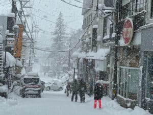 Myoko Kogen street in the snow in Japan